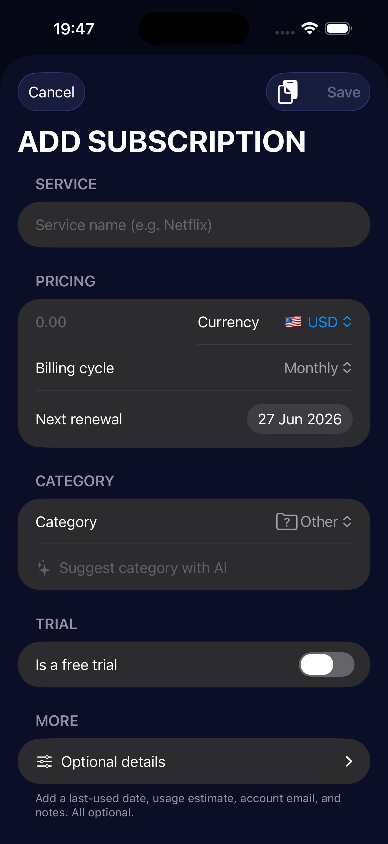 DECAY AI Subscription Tracker 스크린샷 10