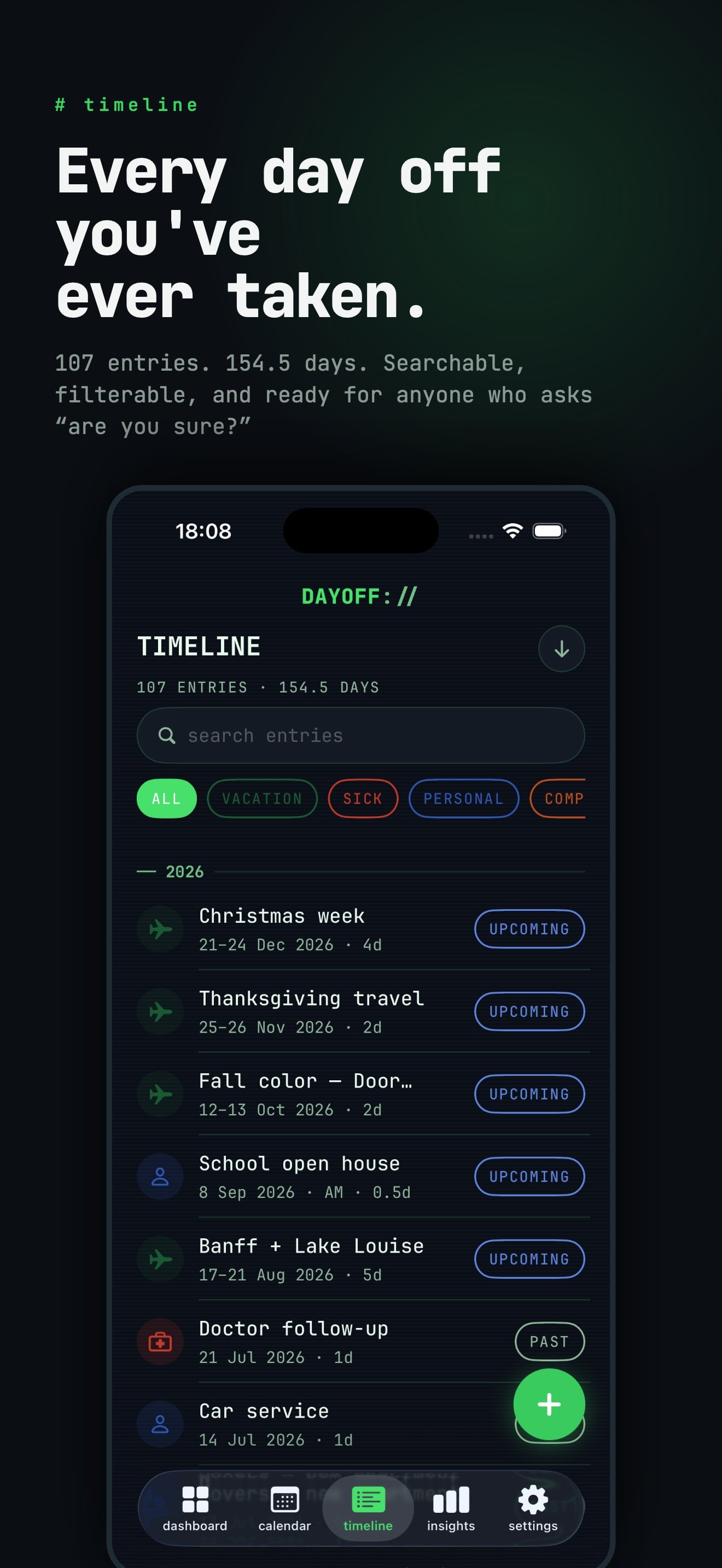 PTO Vacation Tracker : DAYOFF capture d'écran 7