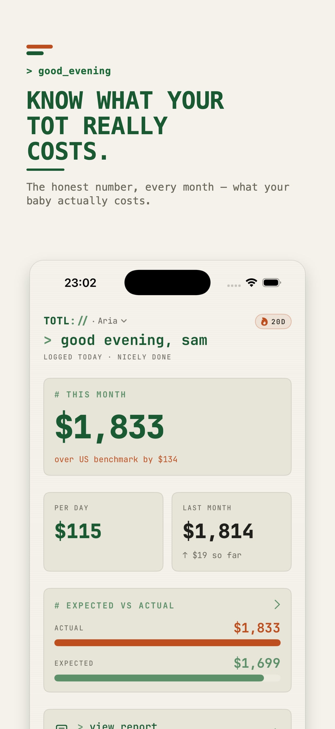 Baby Cost Budget Tracker TOTL, captura de pantalla 1
