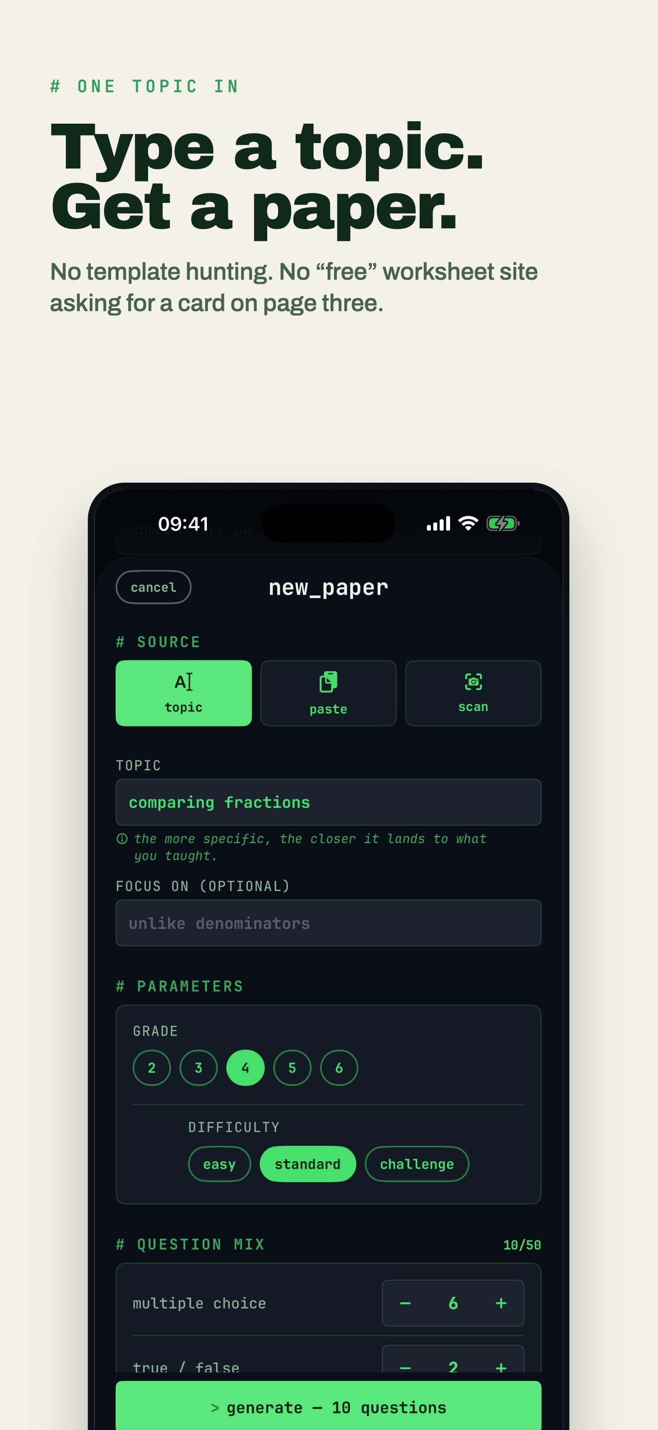 Worksheet Maker AI : QUIZPRINT capture d'écran 2