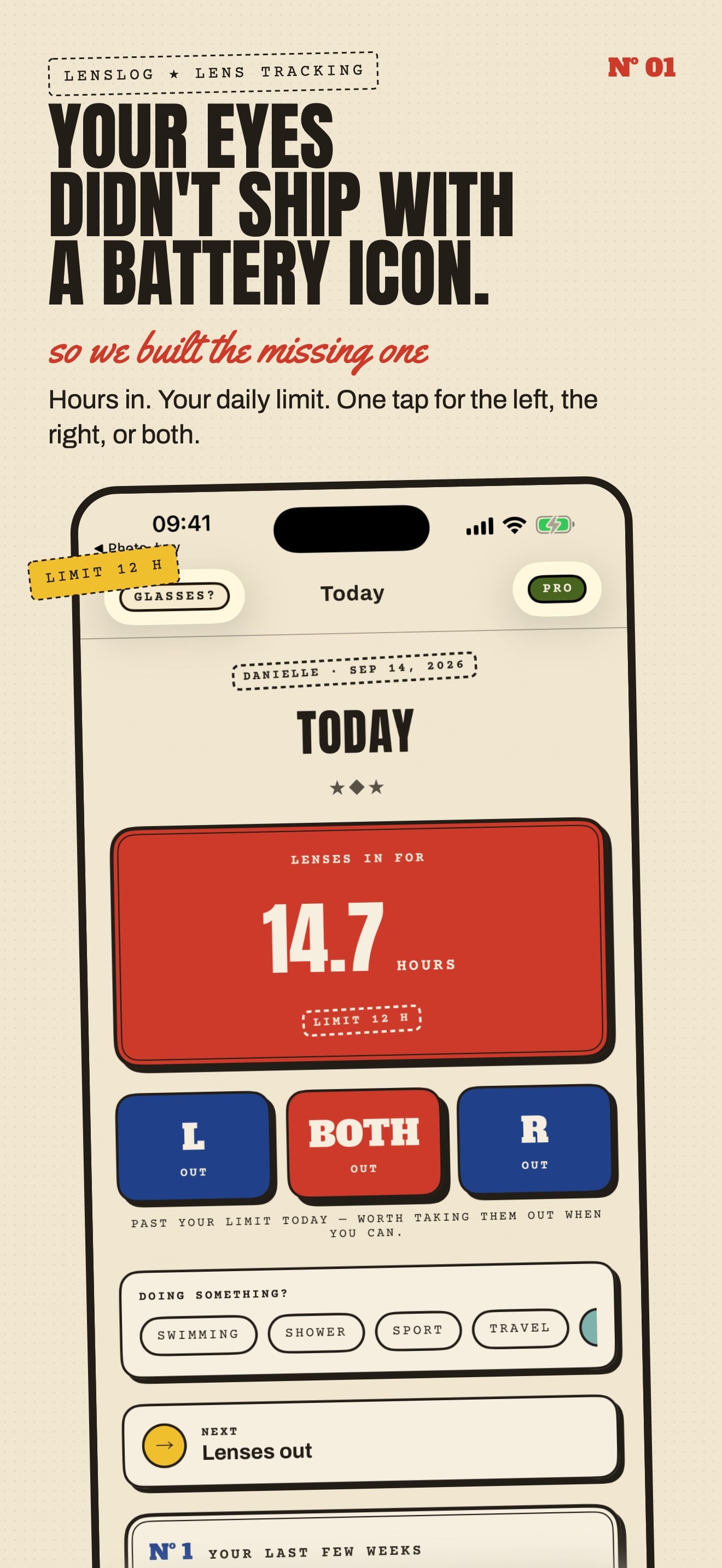 Contact Lens Tracker : LENSLOG screenshot 1